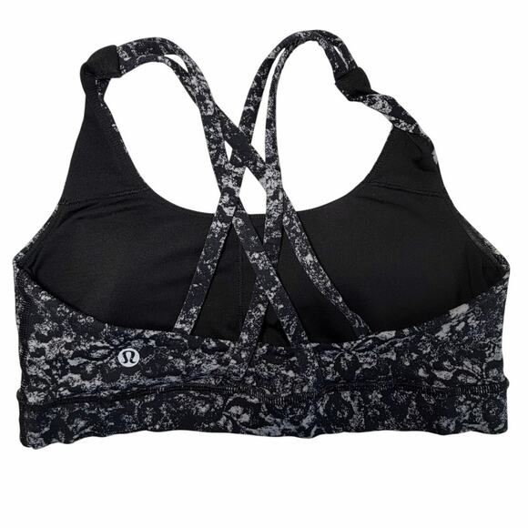 Lululemon Energy Bra Size 6 Medium Support Black White Print Sports Bra - Picture 5 of 9